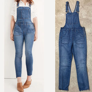 Madewell Denim Overalls Women’s Size Medium Blue Skinny Kemp Wash Side Zipper